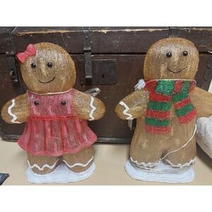 Pre-lit Acrylic Gingerbread girl and boy